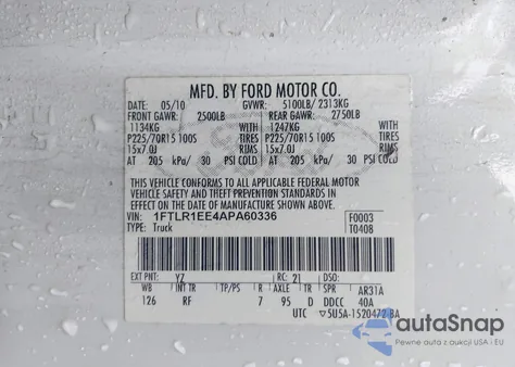 2010 Ford Ranger Xl/Xlt from USA, damaged, VIN 1FTLR1EE4APA60336